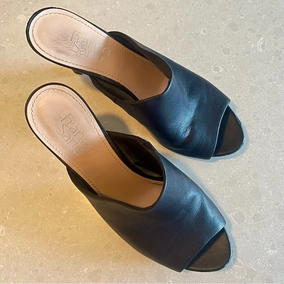 ❌SOLD❌Franco Sarto Black Peep Toe Mules, Sz 8 - Picture 6 of 9